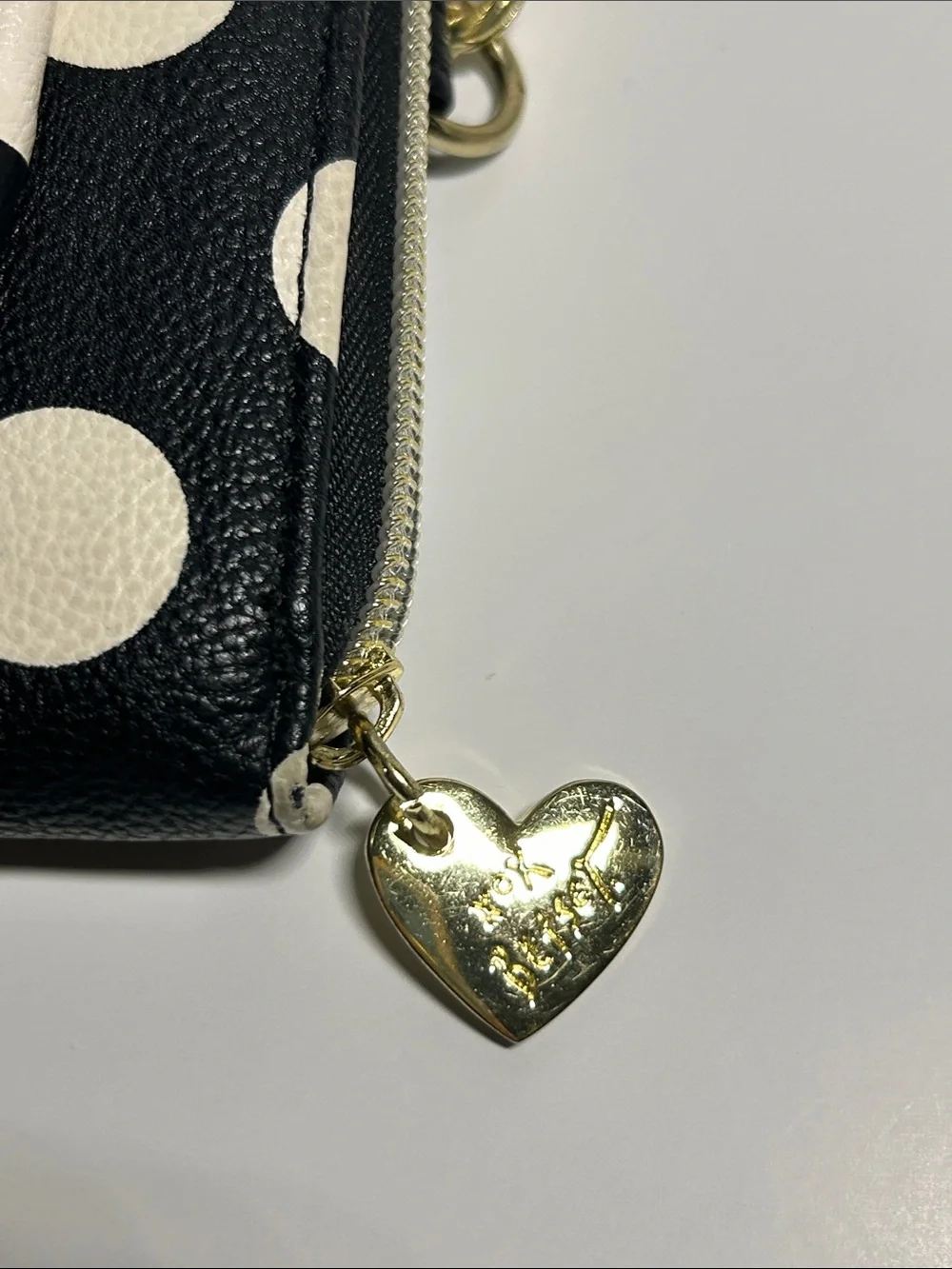 Betsey Johnson Black & Cream Polka Dot Bow Wristlet